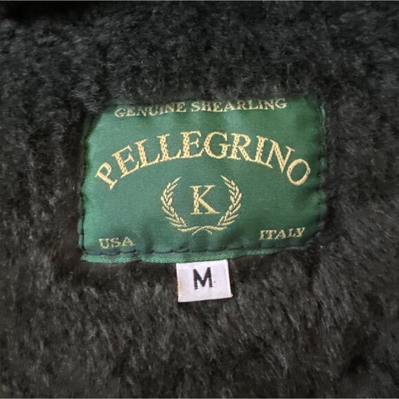 Pellegrino Genuine Shearling Hooded Coat Medium USA Italy Olive Green With Black - Picture 5 of 6
